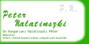 peter malatinszki business card
